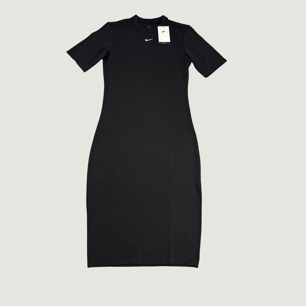 Nike Ribbed Midi Dress Womens Size M Black New